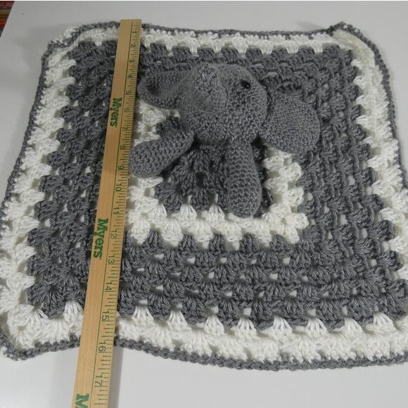 Handmade Crochet Lovey Elephant Head Gray/White Baby Toddler - Picture 2 of 3